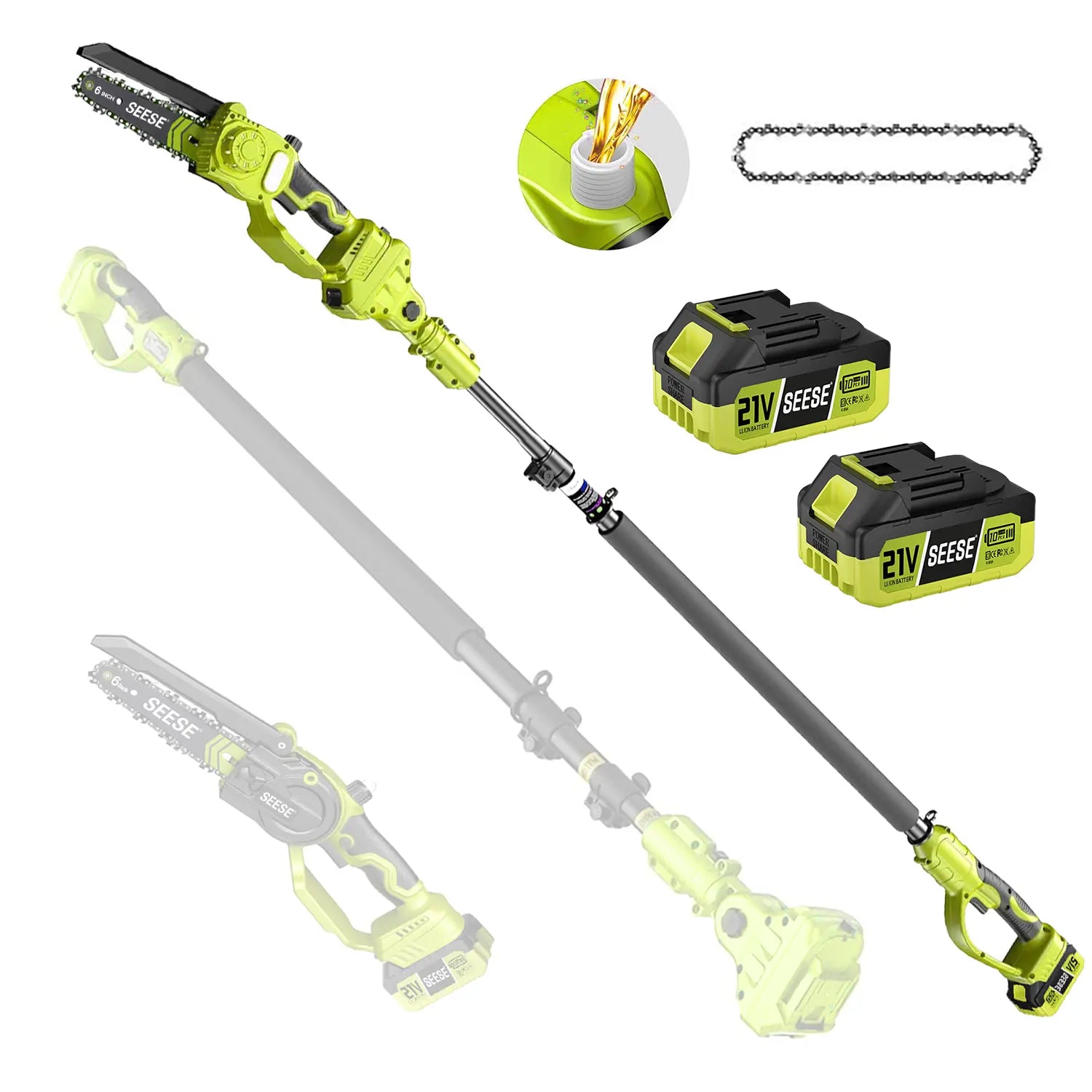 2-in-1 Brushless 8" Mini Chainsaw & Pole Saw, Cordless Tree Pruner